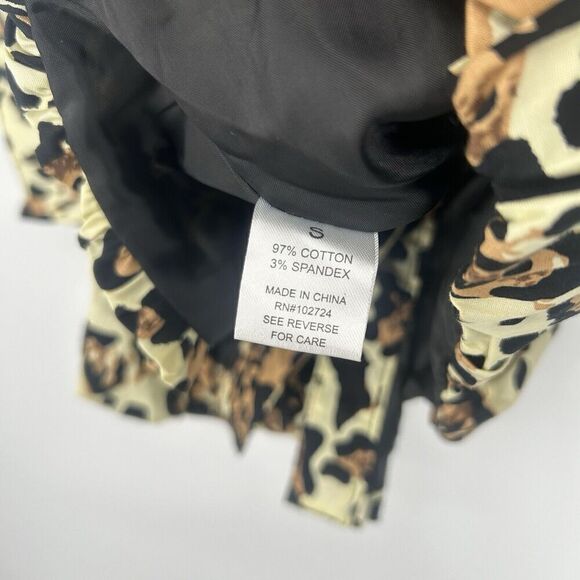 Giorgio Saint Angelo Womens Leopard Print Peplum Top Button Up Bubble Hem Size S - Picture 11 of 11